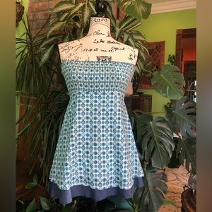 Strapless Tie-Back Blue/White Polkadot Cotton Top